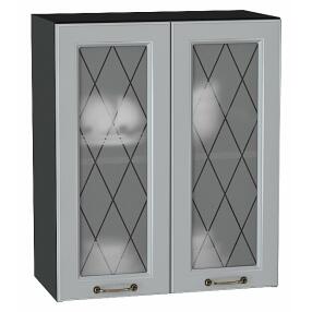 Шкаф верхний с 2-мя остекленными дверцами Ницца Графит/Graphite 716*600*318