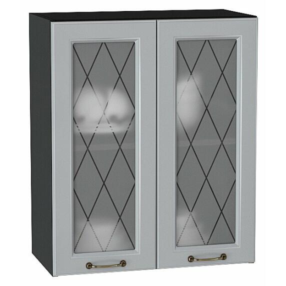 Шкаф верхний с 2-мя остекленными дверцами Ницца Графит/Graphite 716*600*318