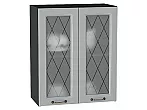 Шкаф верхний с 2-мя остекленными дверцами Ницца Графит/Graphite 716*600*318