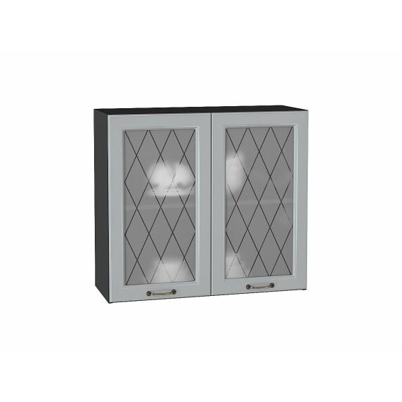 Шкаф верхний с 2-мя остекленными дверцами Ницца Графит/Graphite 716*800*318