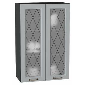 Шкаф верхний с 2-мя остекленными дверцами Ницца Графит/Graphite 920*600*318