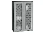 Шкаф верхний с 2-мя остекленными дверцами Ницца Графит/Graphite 920*600*318