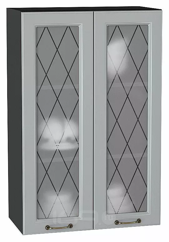 Шкаф верхний с 2-мя остекленными дверцами Ницца Графит/Graphite 920*600*318