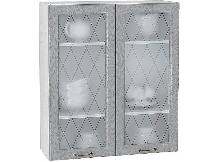 Шкаф верхний с 2-мя остекленными дверцами Ницца В 809 Дуб серый-Белый