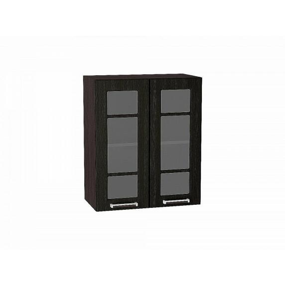 Шкаф верхний с 2-мя остекленными дверцами Прага Венге премиум Graphite 716*600*318