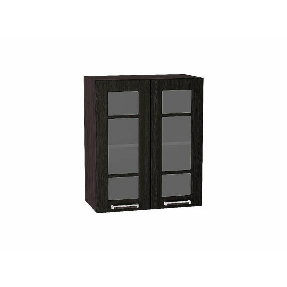 Шкаф верхний с 2-мя остекленными дверцами Прага Венге премиум Graphite 920*600*318