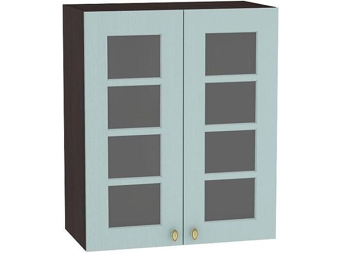 Шкаф верхний с 2-мя остекленными дверцами Прованс В 600 Голубой-Венге