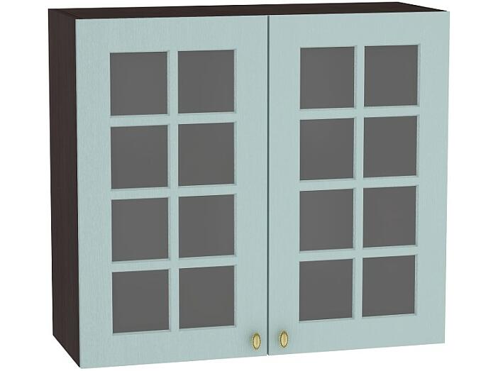 Шкаф верхний с 2-мя остекленными дверцами Прованс В 800 Голубой-Венге