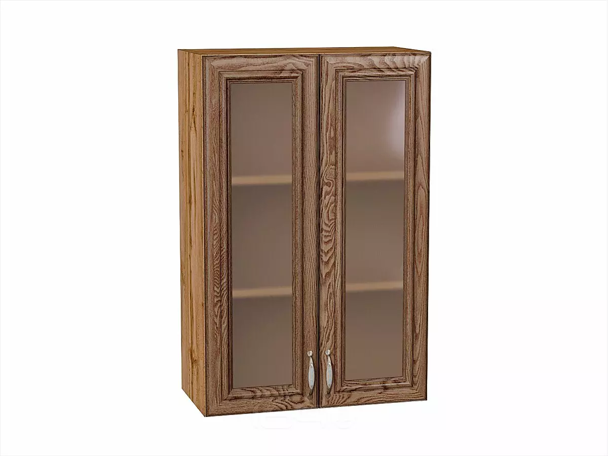 Шкаф верхний с 2-мя остекленными дверцами Шале Brown Dreamline Дуб Вотан 920*600*320