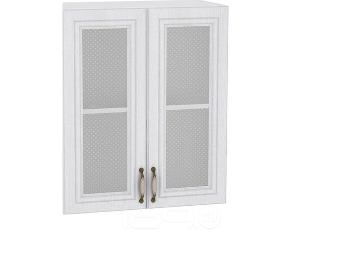 Шкаф верхний с 2-мя остекленными дверцами Шале В 600 Milk Oak-Белый