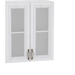 Шкаф верхний с 2-мя остекленными дверцами Шале В 600 Milk Oak-Белый