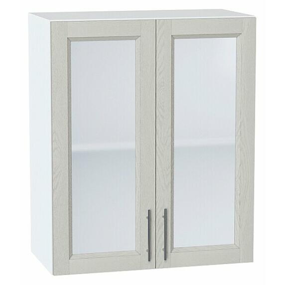 Шкаф верхний с 2-мя остекленными дверцами Сканди Cappuccino Softwood Белый 716*600*320