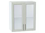 Шкаф верхний с 2-мя остекленными дверцами Сканди Cappuccino Softwood Белый 716*600*320