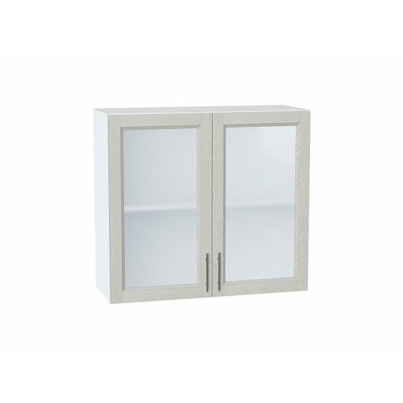 Шкаф верхний с 2-мя остекленными дверцами Сканди Cappuccino Softwood Белый 716*800*320