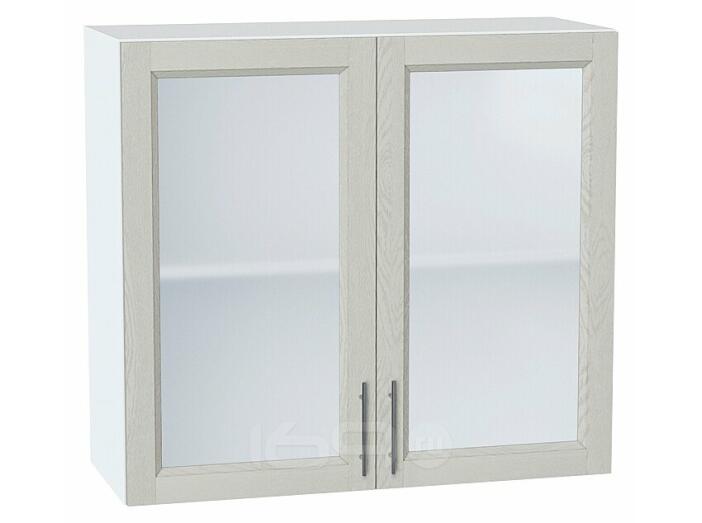 Шкаф верхний с 2-мя остекленными дверцами Сканди Cappuccino Softwood Белый 716*800*320