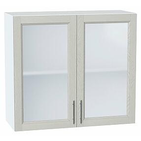 Шкаф верхний с 2-мя остекленными дверцами Сканди Cappuccino Softwood Белый 716*800*320