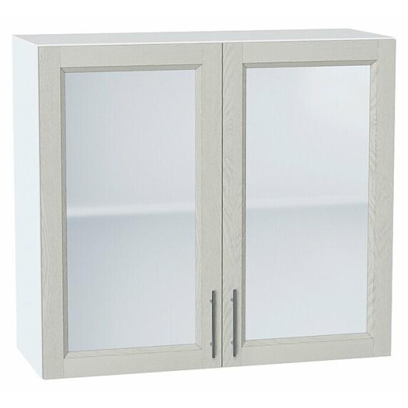 Шкаф верхний с 2-мя остекленными дверцами Сканди Cappuccino Softwood Белый 716*800*320