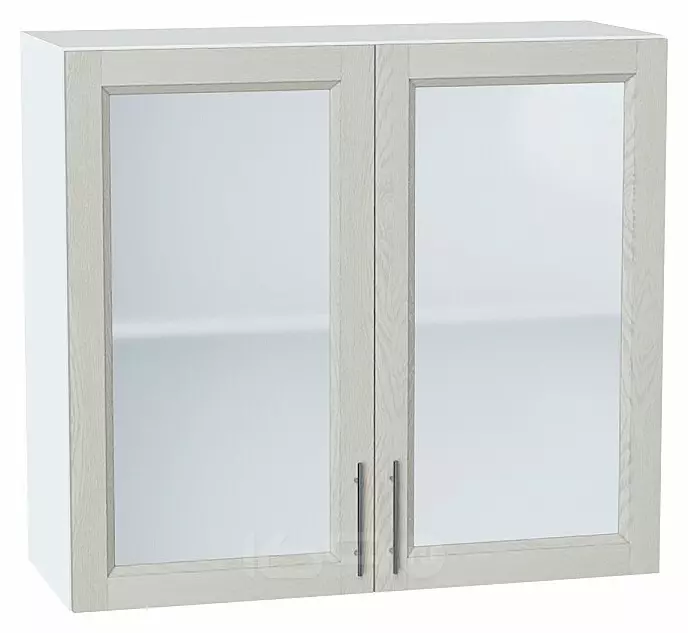 Шкаф верхний с 2-мя остекленными дверцами Сканди Cappuccino Softwood Белый 716*800*320