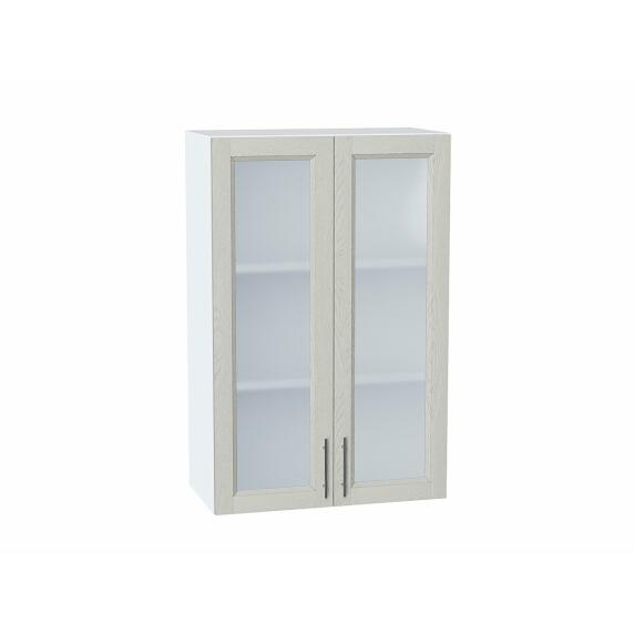 Шкаф верхний с 2-мя остекленными дверцами Сканди Cappuccino Softwood Белый 920*600*320