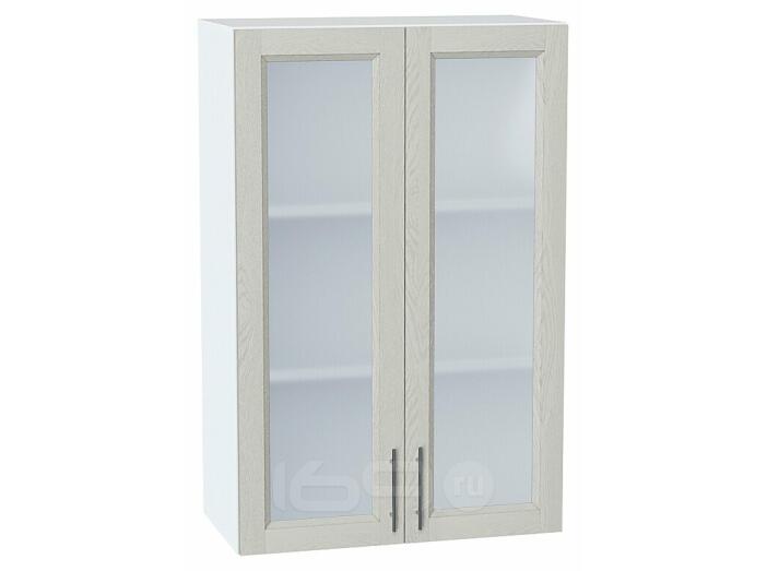Шкаф верхний с 2-мя остекленными дверцами Сканди Cappuccino Softwood Белый 920*600*320