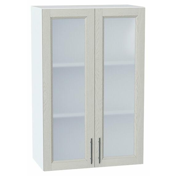 Шкаф верхний с 2-мя остекленными дверцами Сканди Cappuccino Softwood Белый 920*600*320