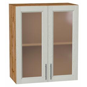 Шкаф верхний с 2-мя остекленными дверцами Сканди Cappuccino Softwood Дуб Вотан 716*600*320