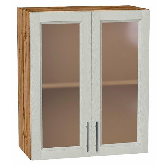 Шкаф верхний с 2-мя остекленными дверцами Сканди Cappuccino Softwood Дуб Вотан 716*600*320