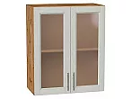 Шкаф верхний с 2-мя остекленными дверцами Сканди Cappuccino Softwood Дуб Вотан 716*600*320