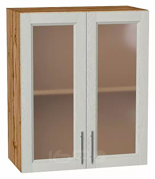 Шкаф верхний с 2-мя остекленными дверцами Сканди Cappuccino Softwood Дуб Вотан 716*600*320