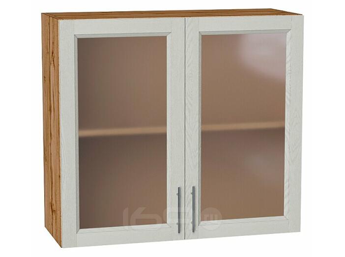 Шкаф верхний с 2-мя остекленными дверцами Сканди Cappuccino Softwood Дуб Вотан 716*800*320