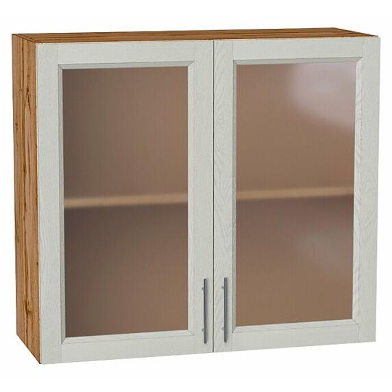 Шкаф верхний с 2-мя остекленными дверцами Сканди Cappuccino Softwood Дуб Вотан 716*800*320
