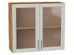 Шкаф верхний с 2-мя остекленными дверцами Сканди Cappuccino Softwood Дуб Вотан 716*800*320