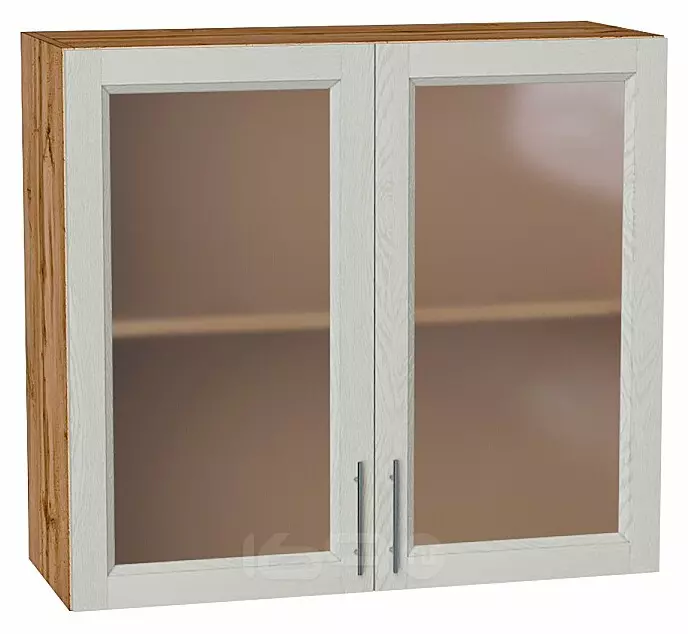 Шкаф верхний с 2-мя остекленными дверцами Сканди Cappuccino Softwood Дуб Вотан 716*800*320