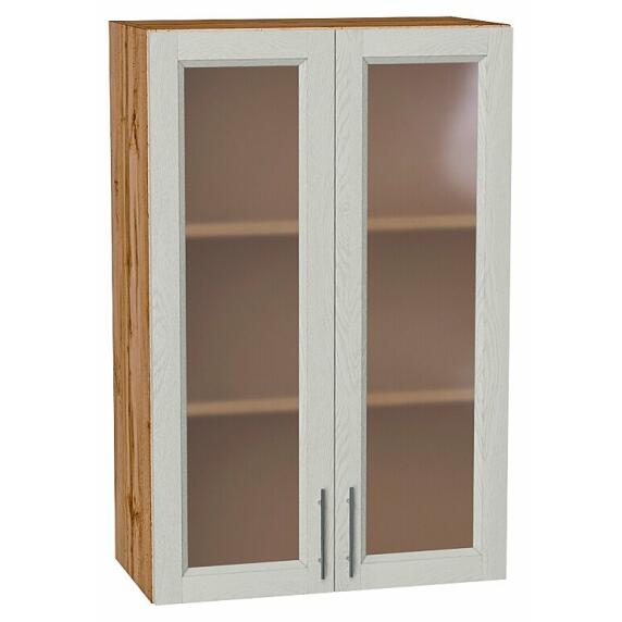 Шкаф верхний с 2-мя остекленными дверцами Сканди Cappuccino Softwood Дуб Вотан 920*600*320