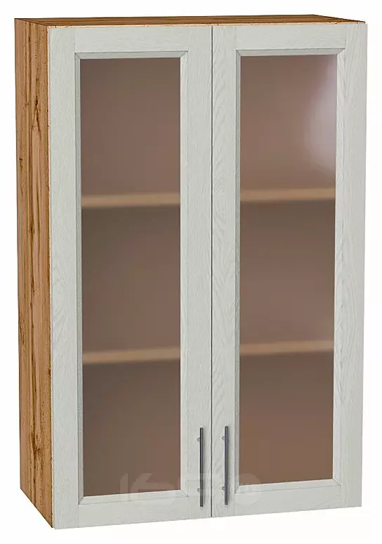 Шкаф верхний с 2-мя остекленными дверцами Сканди Cappuccino Softwood Дуб Вотан 920*600*320