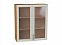 Шкаф верхний с 2-мя остекленными дверцами Сканди Cappuccino Softwood Дуб Вотан 920*800*320