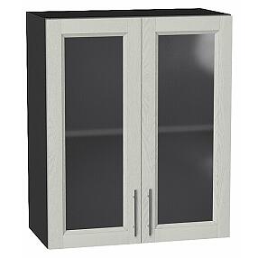 Шкаф верхний с 2-мя остекленными дверцами Сканди Cappuccino Softwood Graphite 716*600*320