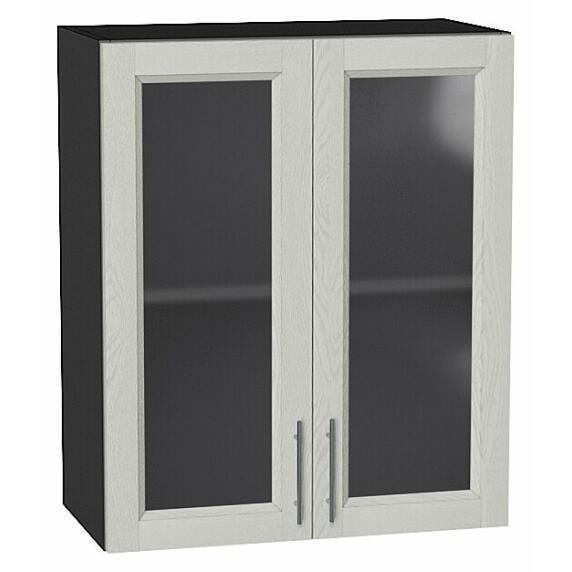 Шкаф верхний с 2-мя остекленными дверцами Сканди Cappuccino Softwood Graphite 716*600*320