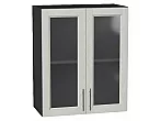 Шкаф верхний с 2-мя остекленными дверцами Сканди Cappuccino Softwood Graphite 716*600*320