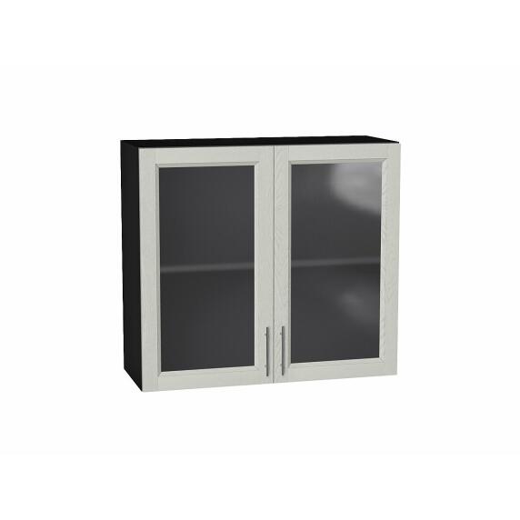 Шкаф верхний с 2-мя остекленными дверцами Сканди Cappuccino Softwood Graphite 716*800*320