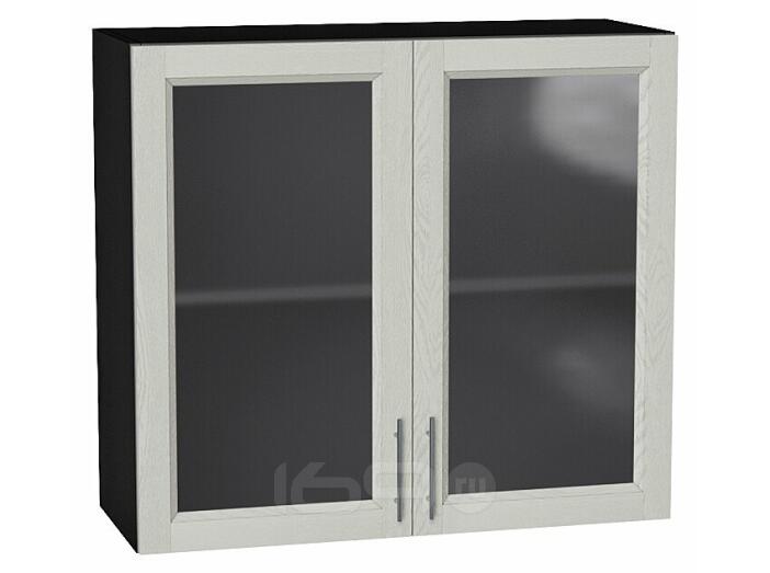 Шкаф верхний с 2-мя остекленными дверцами Сканди Cappuccino Softwood Graphite 716*800*320