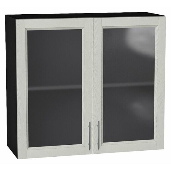 Шкаф верхний с 2-мя остекленными дверцами Сканди Cappuccino Softwood Graphite 716*800*320
