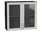Шкаф верхний с 2-мя остекленными дверцами Сканди Cappuccino Softwood Graphite 716*800*320