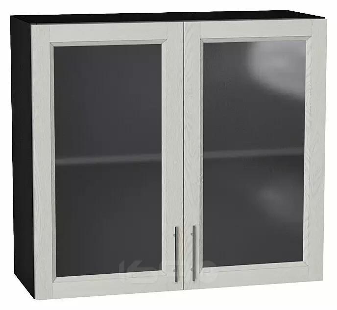 Шкаф верхний с 2-мя остекленными дверцами Сканди Cappuccino Softwood Graphite 716*800*320