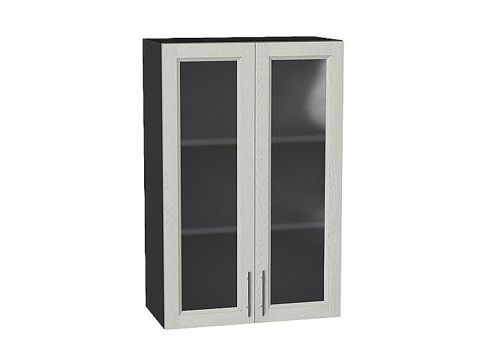 Шкаф верхний с 2-мя остекленными дверцами Сканди Cappuccino Softwood Graphite 920*600*320