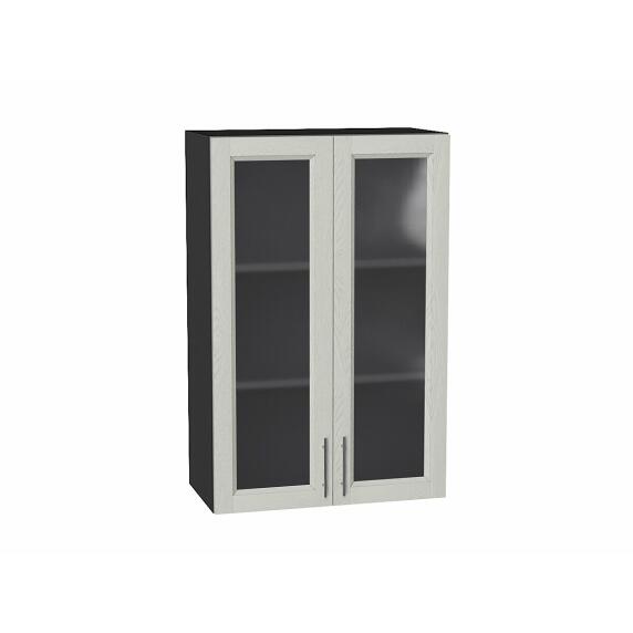 Шкаф верхний с 2-мя остекленными дверцами Сканди Cappuccino Softwood Graphite 920*600*320