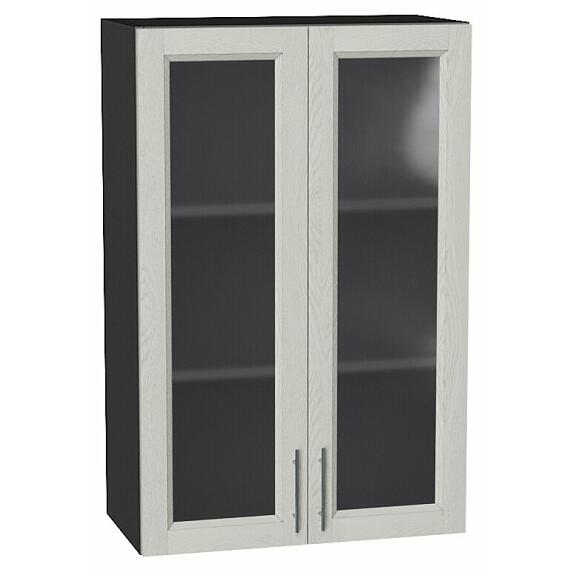 Шкаф верхний с 2-мя остекленными дверцами Сканди Cappuccino Softwood Graphite 920*600*320