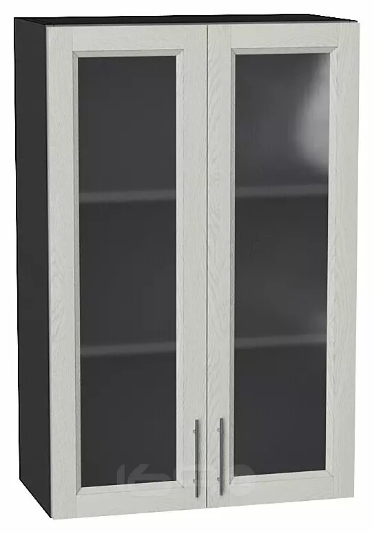 Шкаф верхний с 2-мя остекленными дверцами Сканди Cappuccino Softwood Graphite 920*600*320