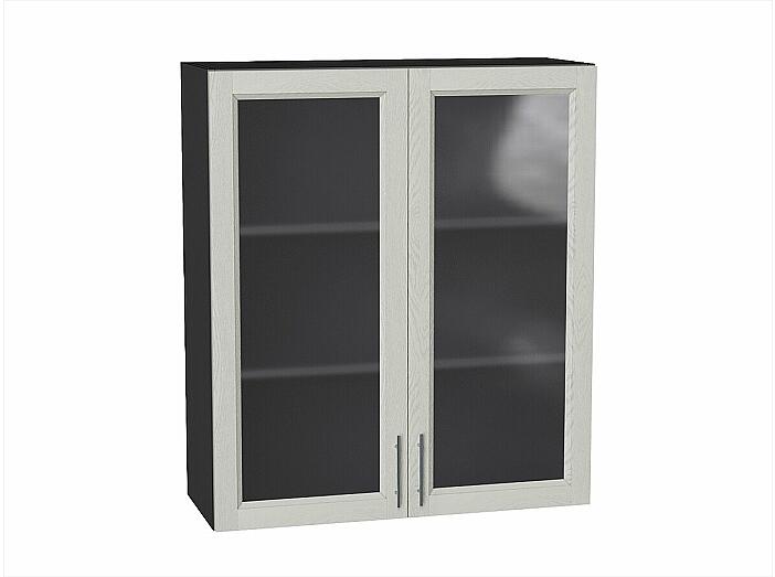 Шкаф верхний с 2-мя остекленными дверцами Сканди Cappuccino Softwood Graphite 920*800*320