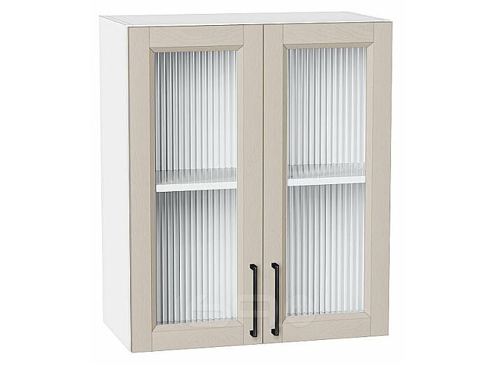 Шкаф верхний с 2-мя остекленными дверцами Сканди Cream Silkwood/Белый 716*600*320
